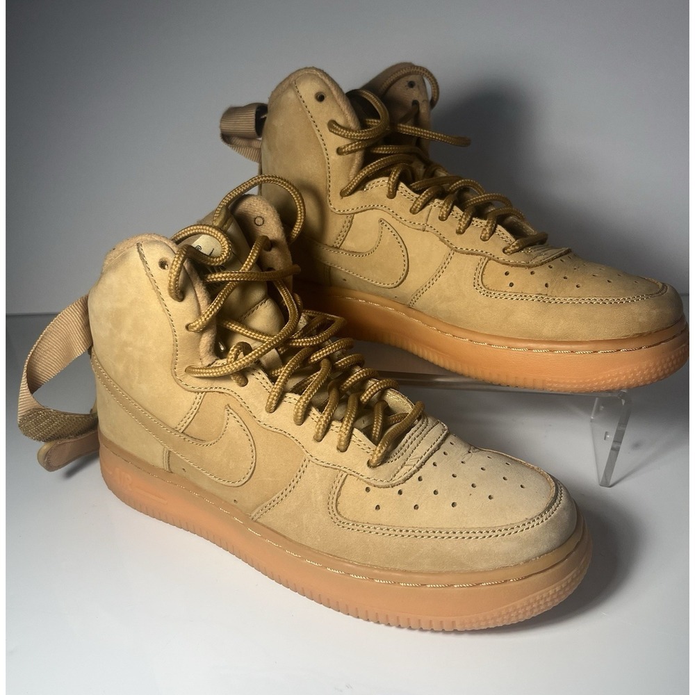 Nike Air Force 1 High WB Flax Sneakers Youth Size 5.5Y Tan Shoes 922066-203
